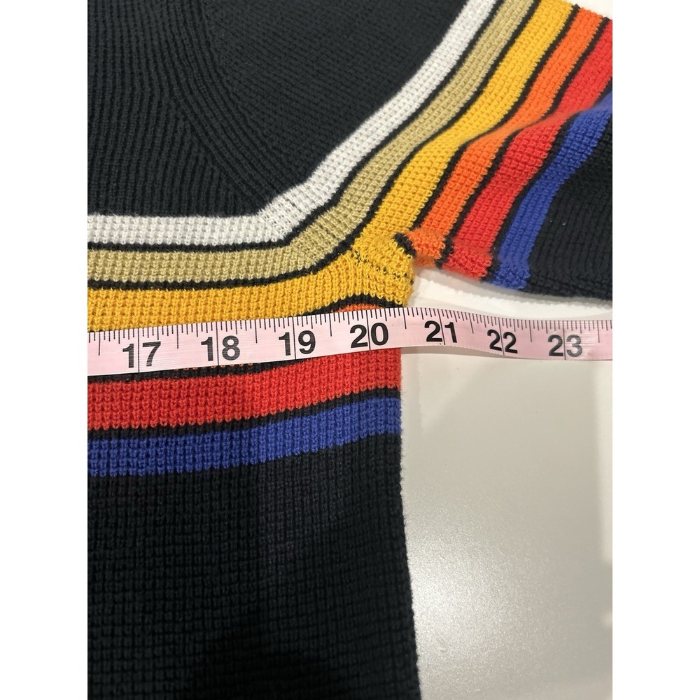 Outerknown Nostalgic Striped Waffle-Knit Sweater Black Rainbow Men's Medium - Picture 9 of 10